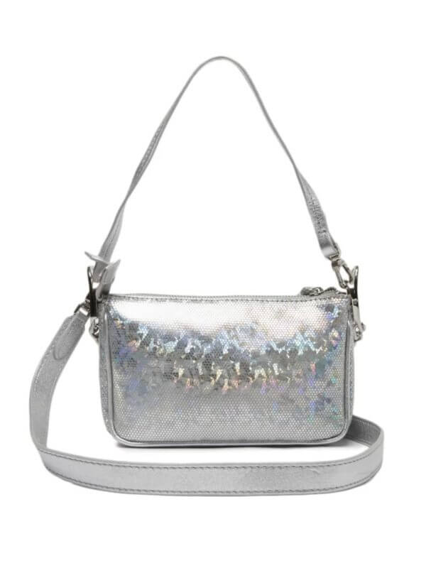 Bolsa Tiracolo Emmy Couro Snake Holografico Prateada Schutz - Imagem 3