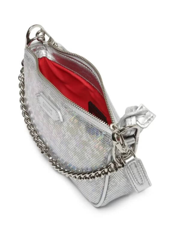 Bolsa Tiracolo Emmy Couro Snake Holografico Prateada Schutz - Imagem 4
