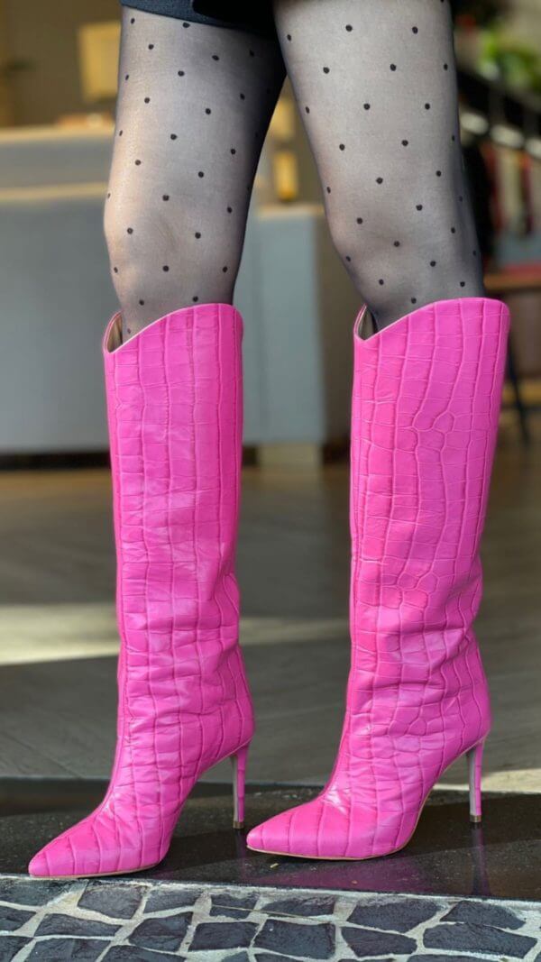 BOTA MARYANA COURO CROCO PINK SCHUTZ - Imagem 2