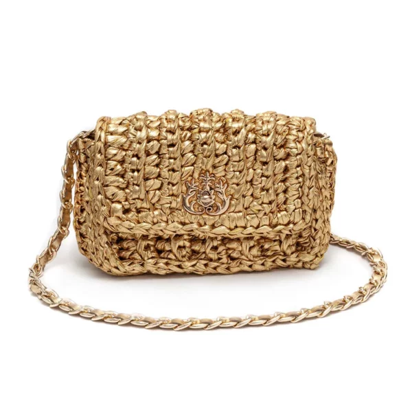 MINI BOLSA CROCHÊ FIO METALIZADO ISLA
