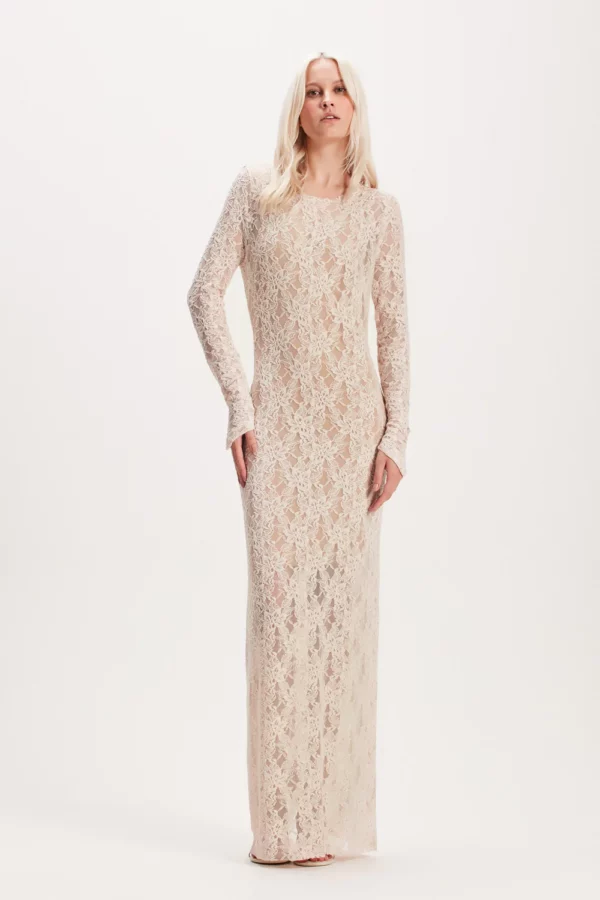VESTIDO LONGO RENDA AREIA TIG