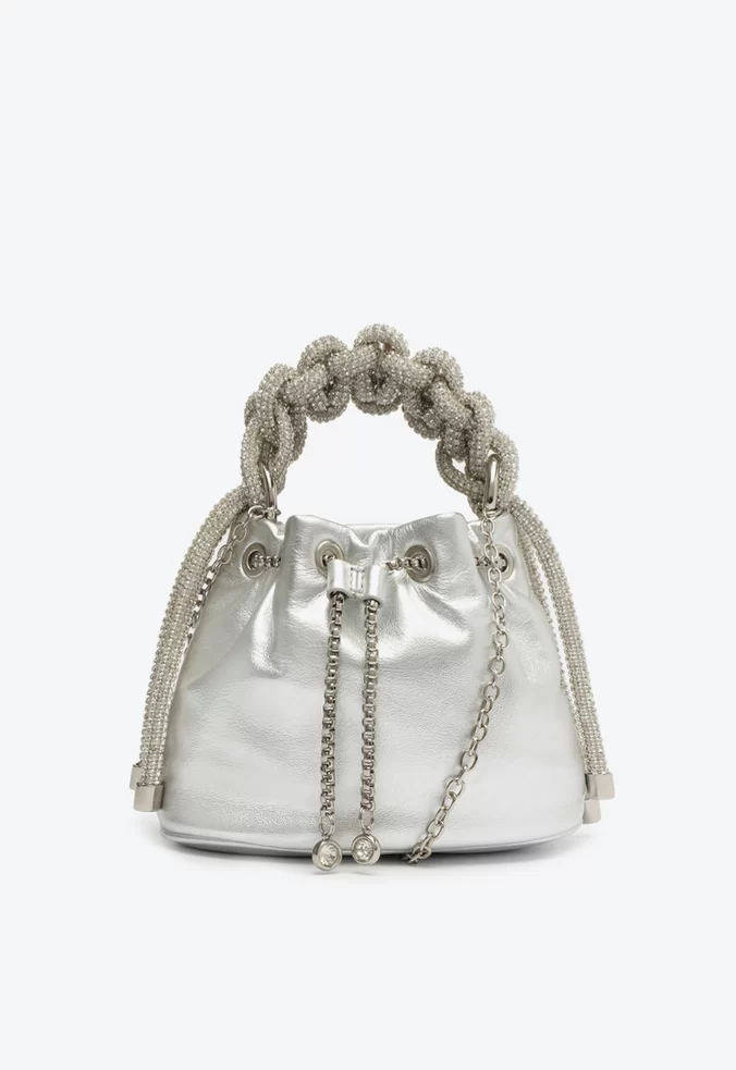 BOLSA BUCKET BRILHO PRATA SCHUTZ