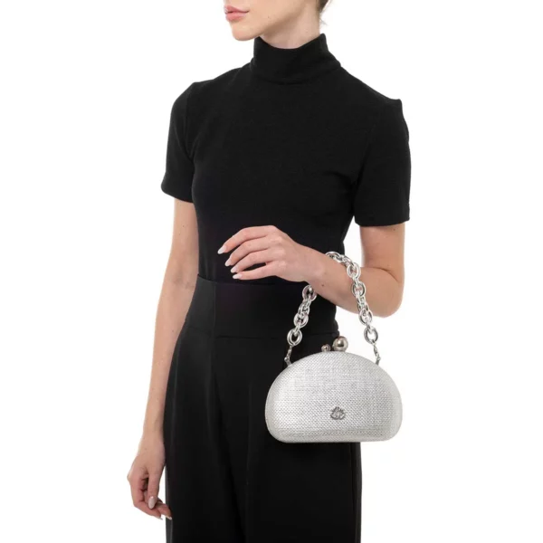 CLUTCH ABAULADA CORRENTE PRATA ISLA - Imagem 5