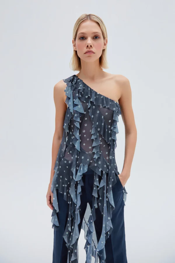 BLUSA TULE POA AZUL MARINHO TIG