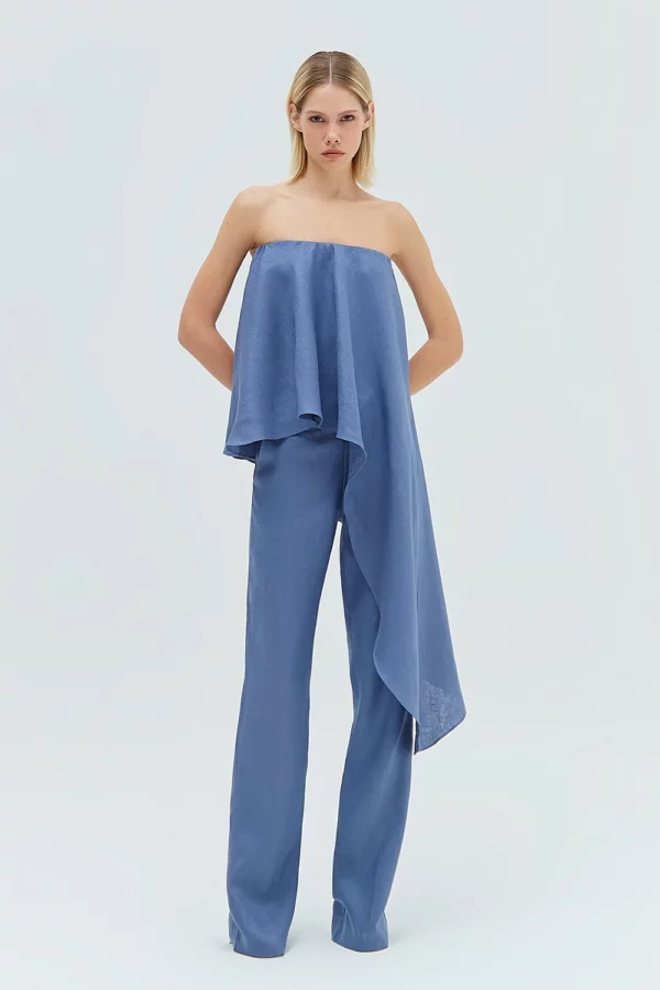 Blusa Tomara Que Caia Ponta Linho Azul TIG - Image 2