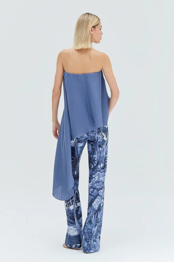Blusa Tomara Que Caia Ponta Linho Azul TIG - Image 3