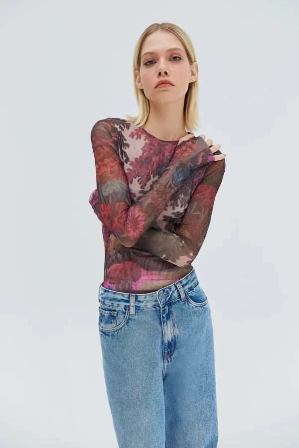 Blusa Tule Manga Longa Floresta Colorida TIG - Image 3