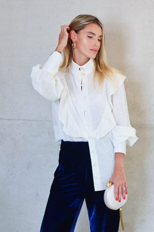 Camisa Babado Central Off-White