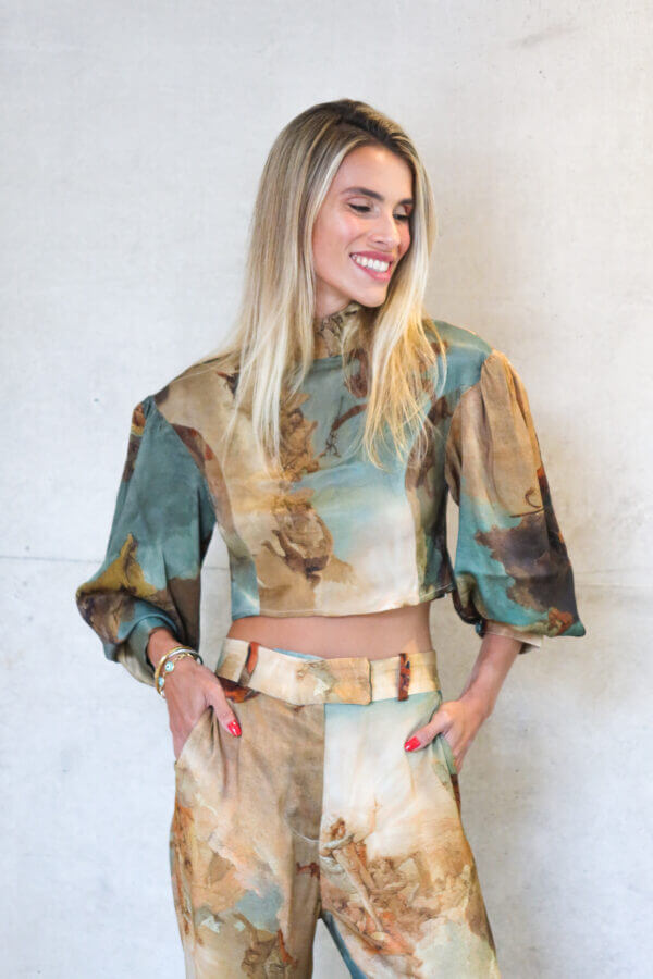 Blusa Cropped Manga Bufante Alegoria
