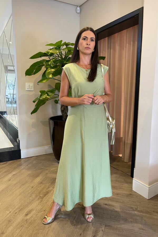 Vestido Midi S/M Assimetrico Liso